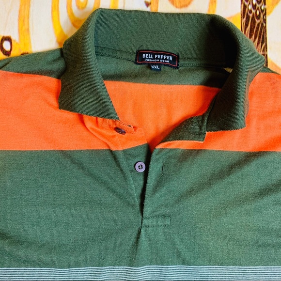 Bell Pepper Men Polo Short Sleeve Striped Shirt Size XXL - Picture 2 of 4